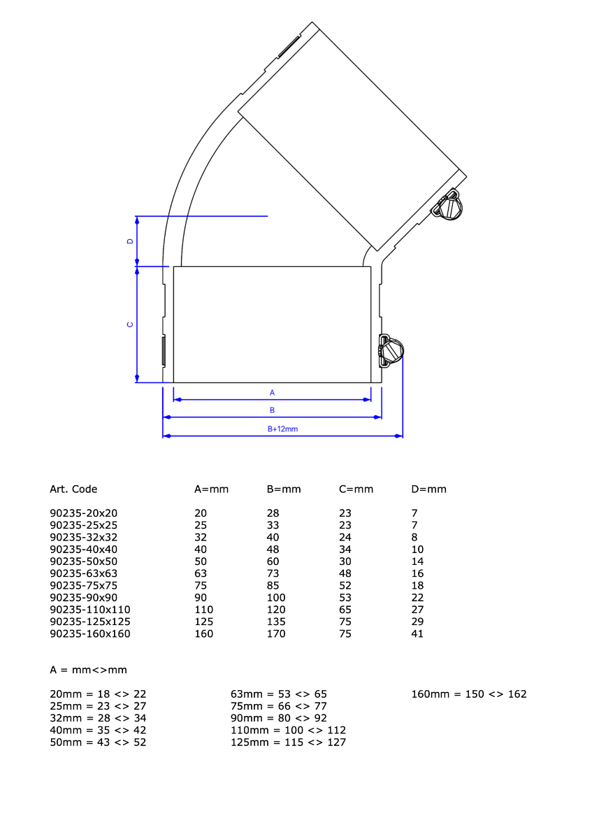 Coude EPDM 45°