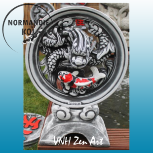 Disque avec support 39Ø  - Dragon et koï mini - 10.6.b